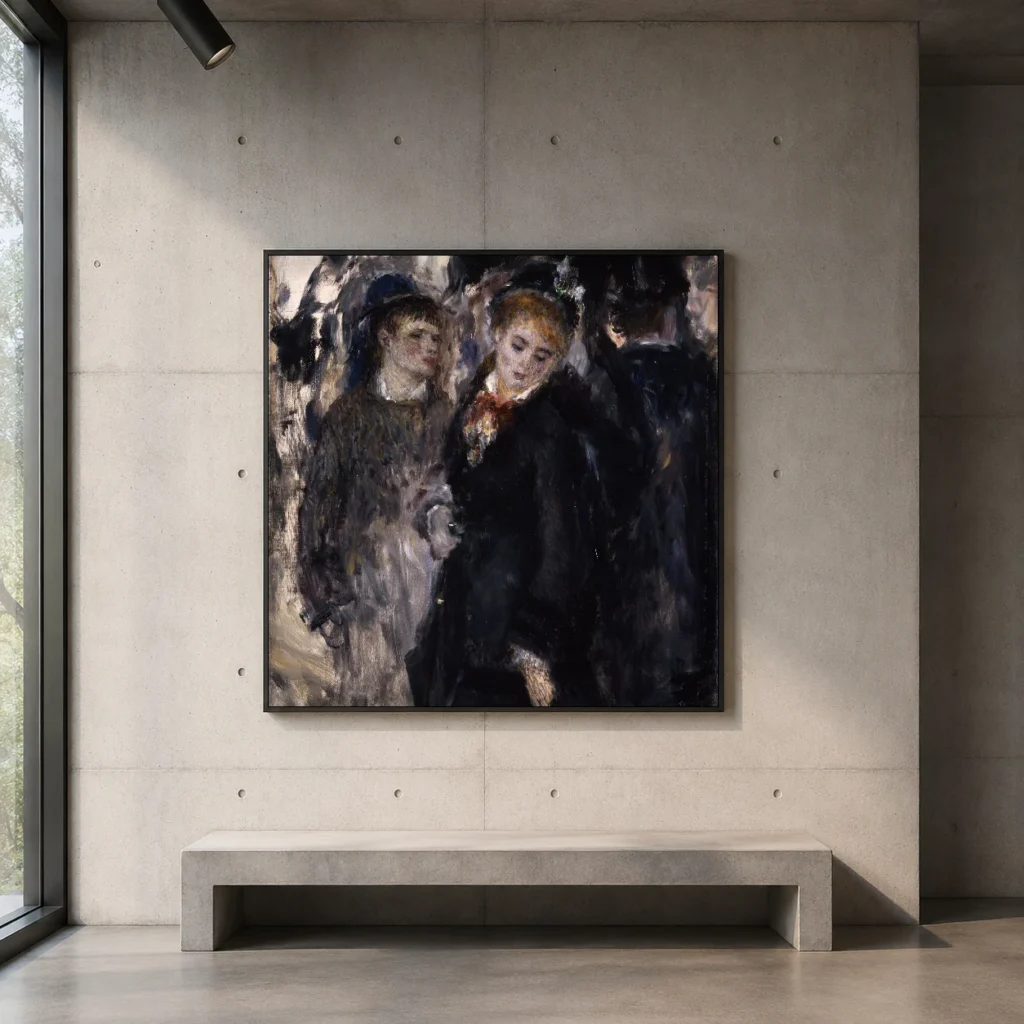 Framed print of Young Girls hanging on a wall in a furnished room