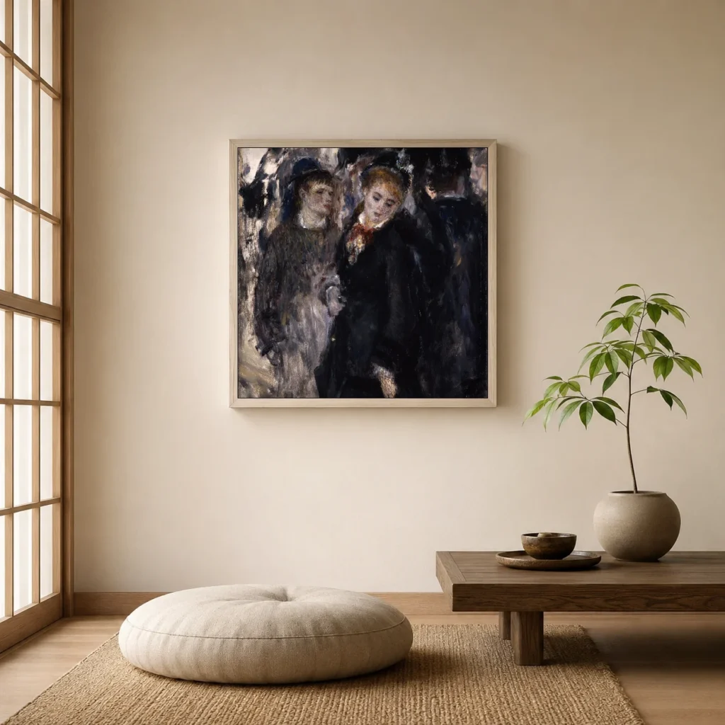 Framed print of Young Girls hanging on a wall in a furnished room