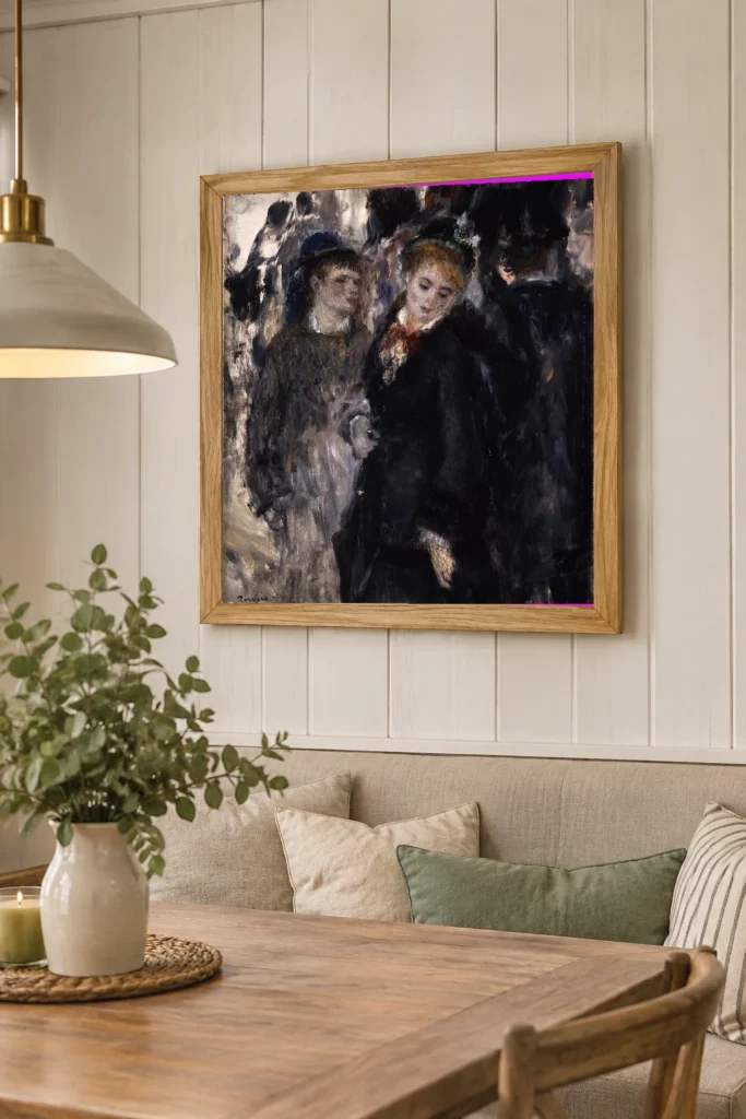 Framed print of Young Girls hanging on a wall in a furnished room