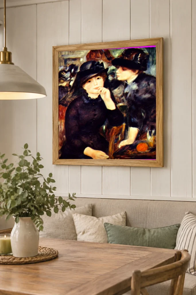 Framed print of Young Girls in Black hanging on a wall in a furnished room