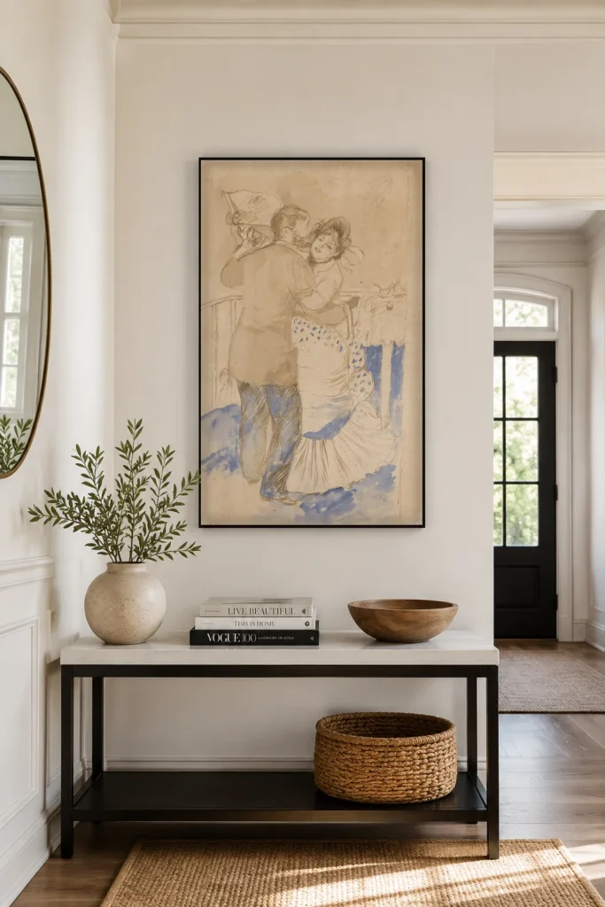 Framed print of Étude pour “La Danse à la campagne” hanging on a wall in a furnished room