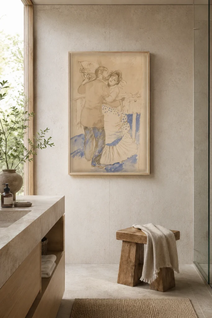 Framed print of Étude pour “La Danse à la campagne” hanging on a wall in a furnished room