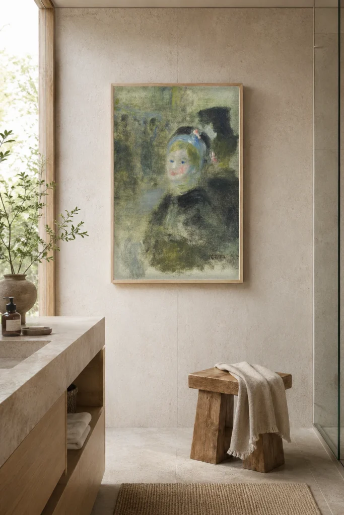 Framed print of Study for Place Clichy hanging on a wall in a furnished room