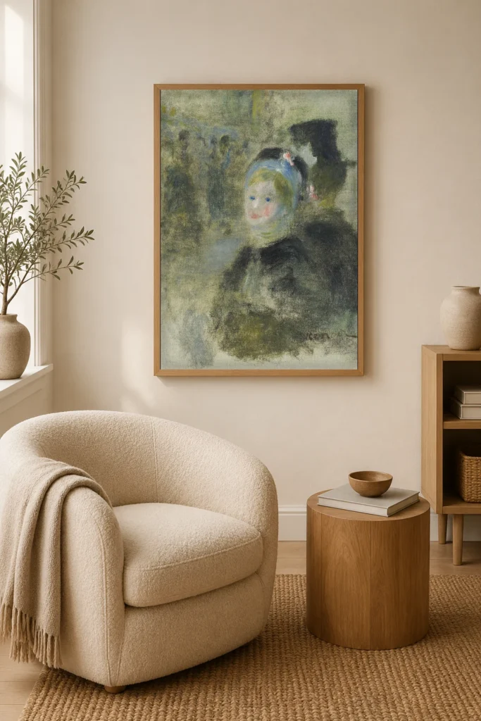 Framed print of Study for Place Clichy hanging on a wall in a furnished room