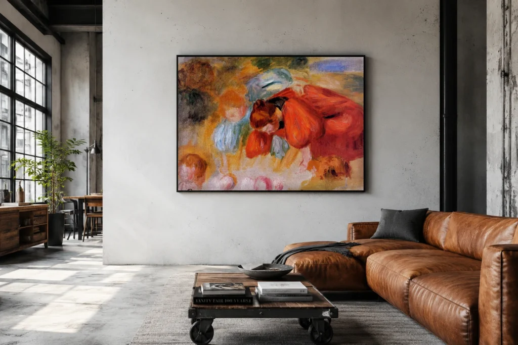 Framed print of Study for the Croquet Game hanging on a wall in a furnished room