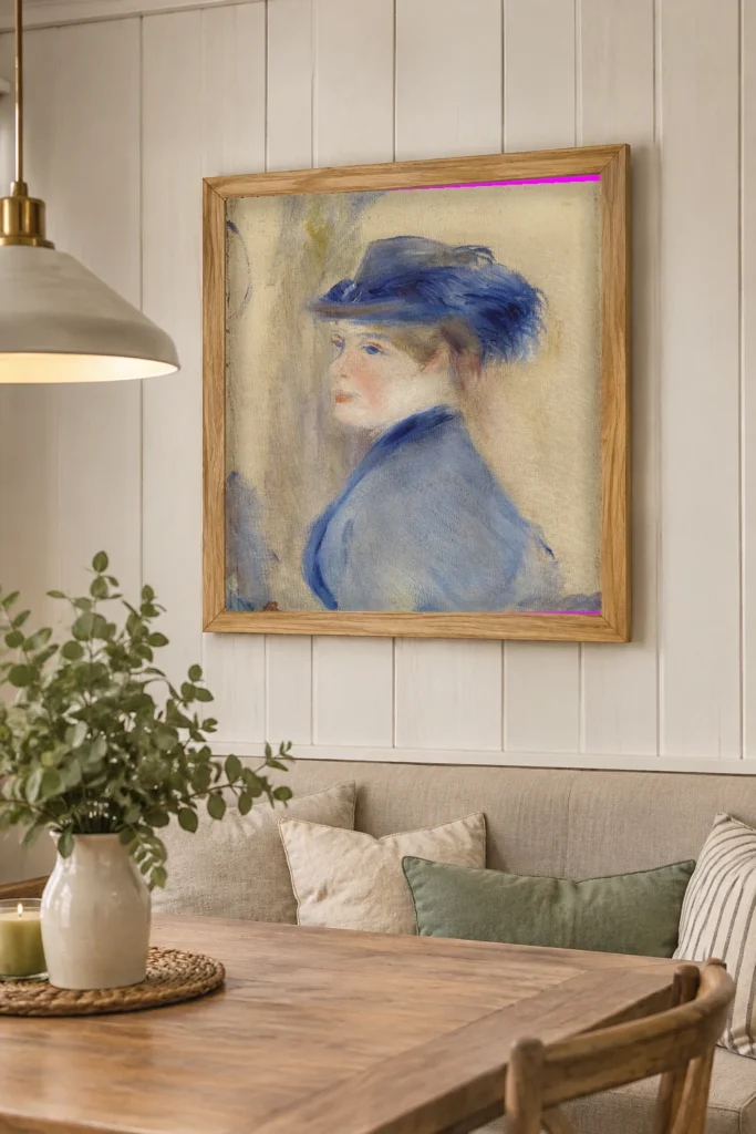 Framed print of Bust of a Woman (Buste de femme) hanging on a wall in a furnished room