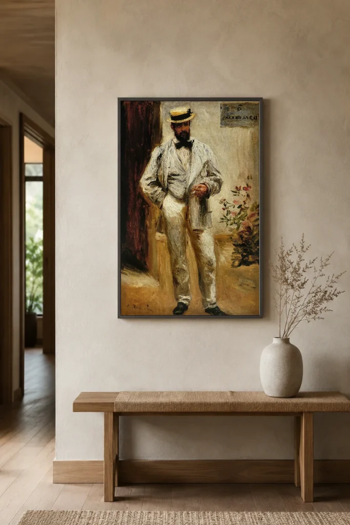 Framed print of Charles Le Cœur hanging on a wall in a furnished room