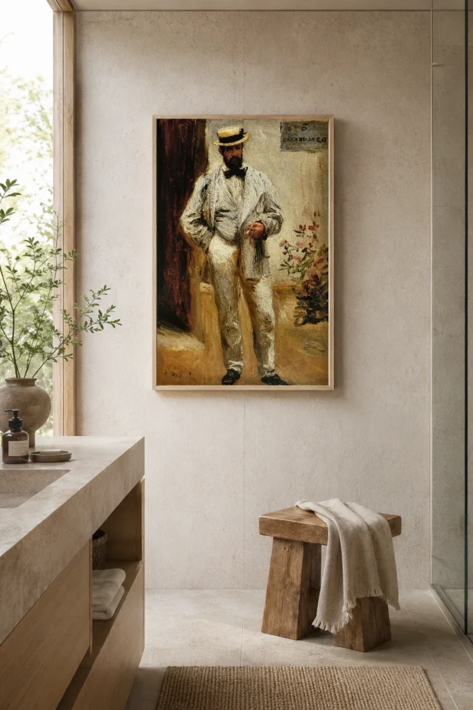 Framed print of Charles Le Cœur hanging on a wall in a furnished room