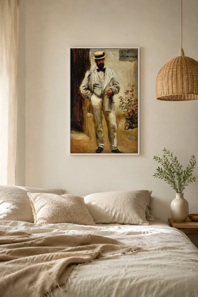 Framed print of Charles Le Cœur hanging on a wall in a furnished room