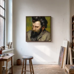 Framed print of Claude Terrasse hanging on a wall in a furnished room