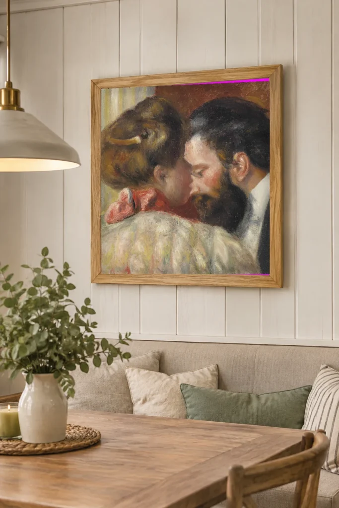 Framed print of Confidence hanging on a wall in a furnished room