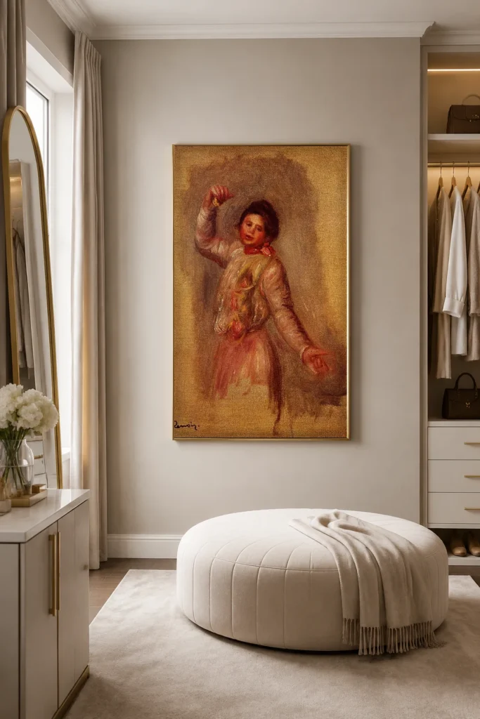 Framed print of Dancer with Castanets hanging on a wall in a furnished room