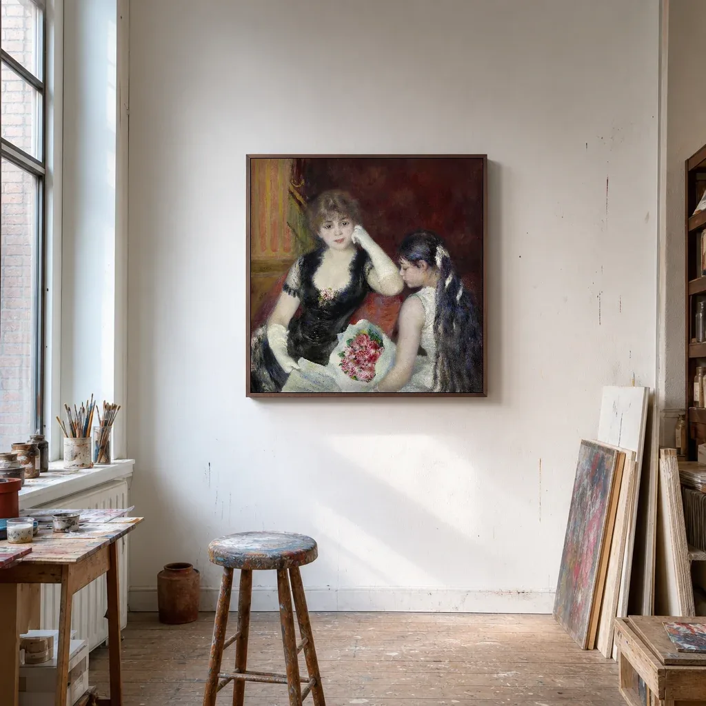 Framed print of A Box at the Theater (At the Concert) hanging on a wall in a furnished room