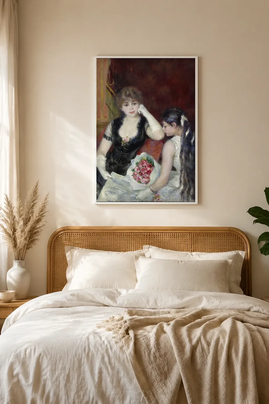 Framed print of A Box at the Theater (At the Concert) hanging on a wall in a furnished room